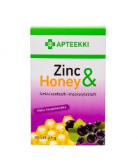 APTEEKKI Zinc & Honey Mustaherukanmakuinen 30 tabl